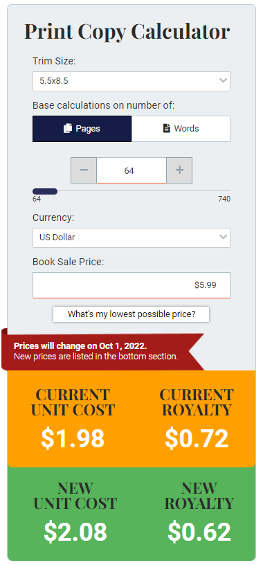 Print Price Calculator page preview