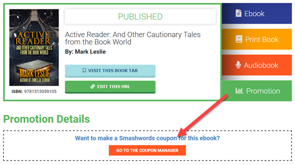 User Interface of a book's promotion tab with coupon button